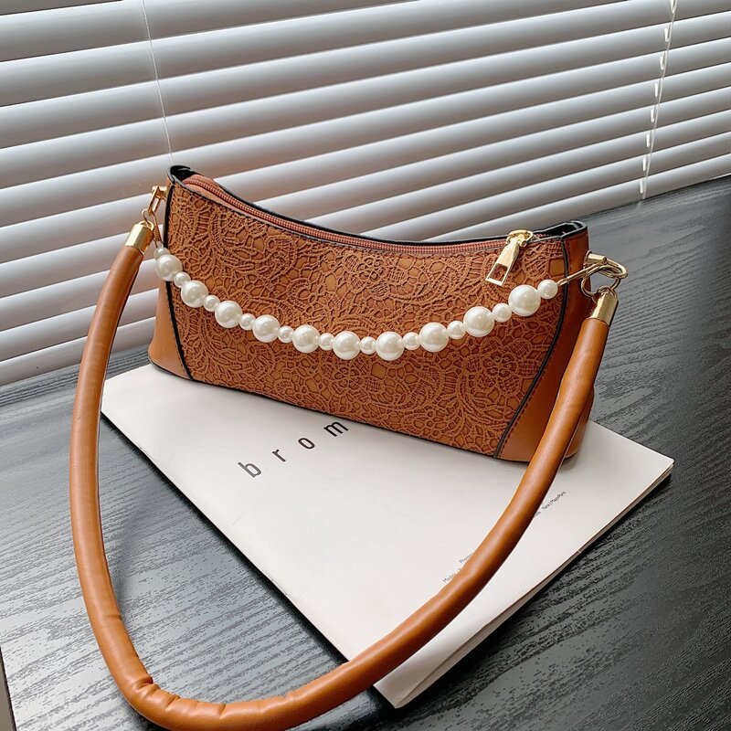 

Flower Pattern Shoulder Bag, Brown