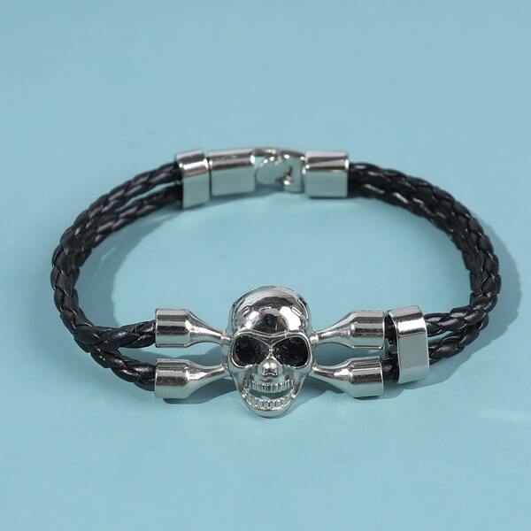 

Men Skull Decor Bracelet, Black