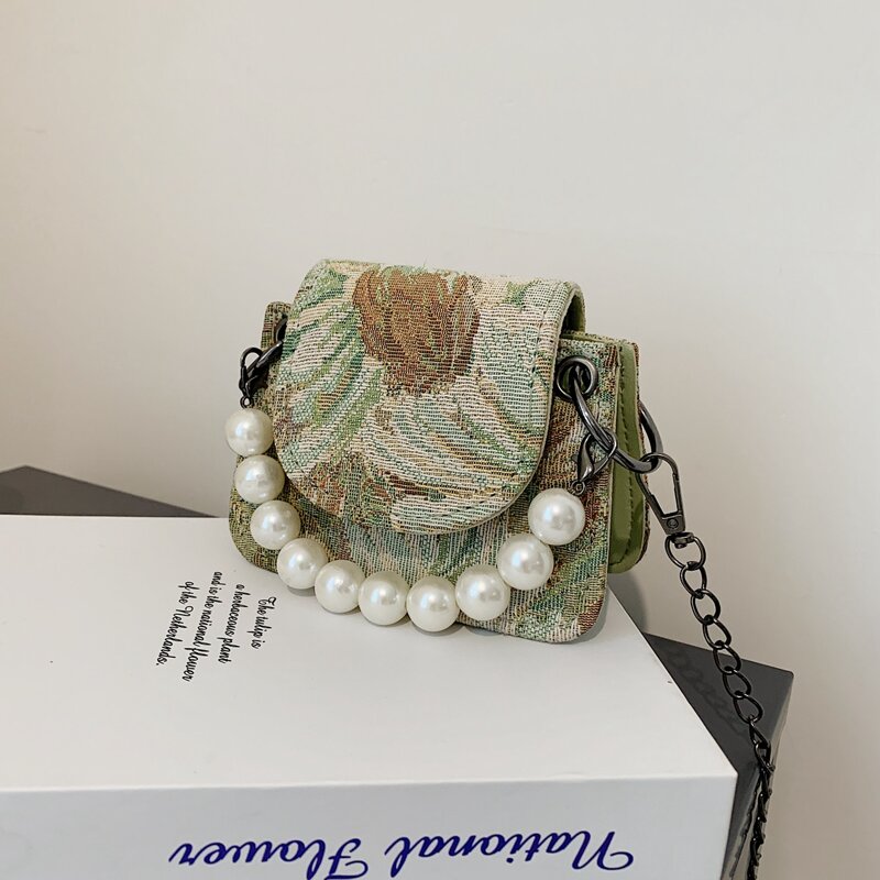 

Flower Pattern Satchel Bag, Green