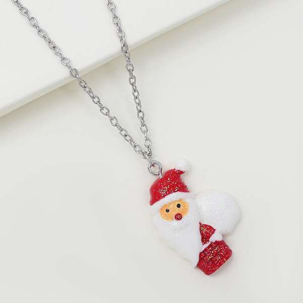 

Christmas Santa Claus Charm Necklace, Multicolor