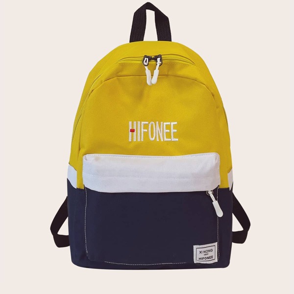 

Colorblock Letter Graphic Classic Backpack, Multicolor