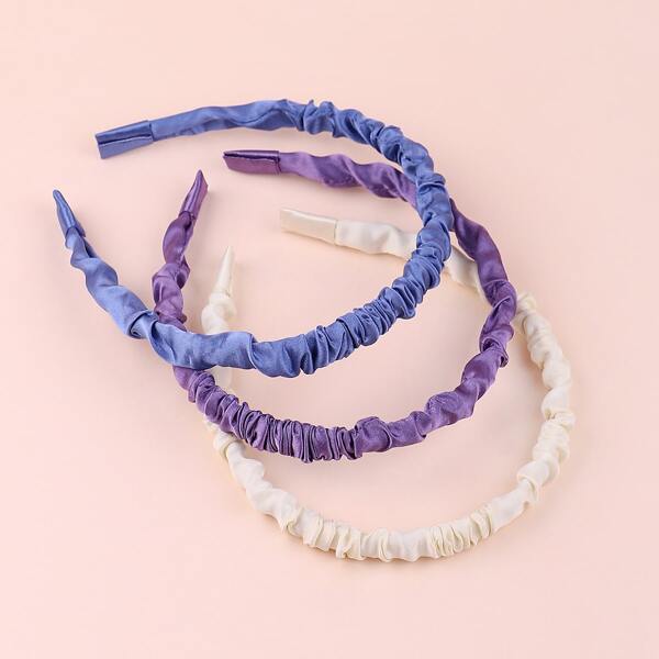 

3pcs Girls Pleated Hair Hoop, Multicolor