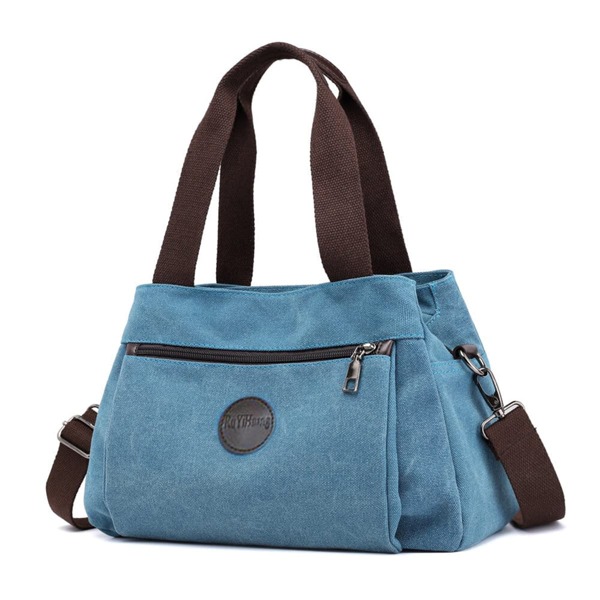 

Letter Patch Large Capacity Top Handle Bag, Blue
