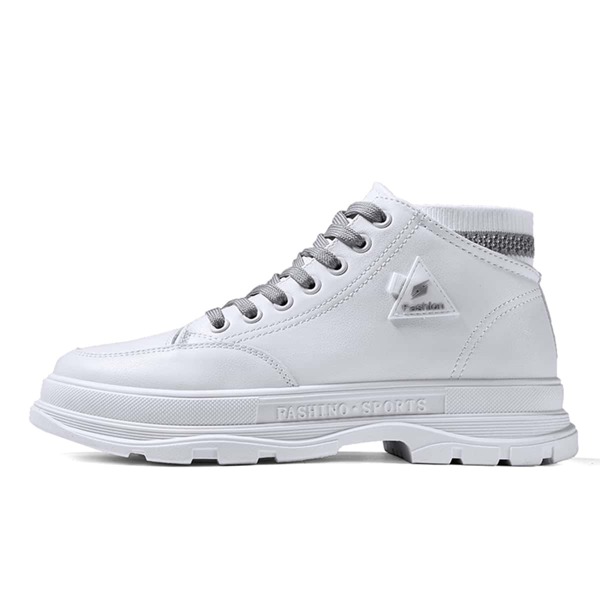 

Men Letter Detail Lace-up Front Sneakers, White