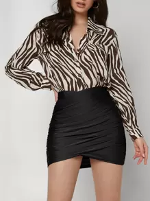 SHEIN Privé Váy nữ Hội Chữ thập Xù Trọn gói màu trơn Hấp dẫn - màu đen - Xem 5