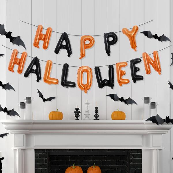 

27pcs Halloween Balloon & Bat Sticker Set, Multicolor