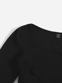 SHEIN EZwear Vestido De Cuerpo Completo Ajustado Y Con Cordones En El Costado Con Cuello Redondo Y Estilo De Ropa De Verano