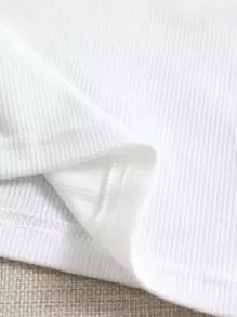 SHEIN EZwear 2 piezas Top tank unicolor tejido de canalé - Blanco y Negro - Ver 6