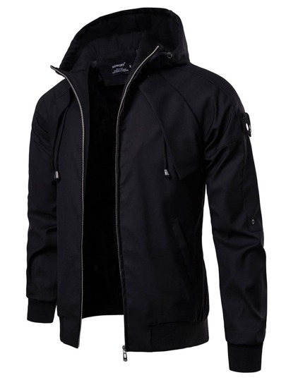 Manfinity 男性 ジャケット ソリッド ジッパーアップ フード付き