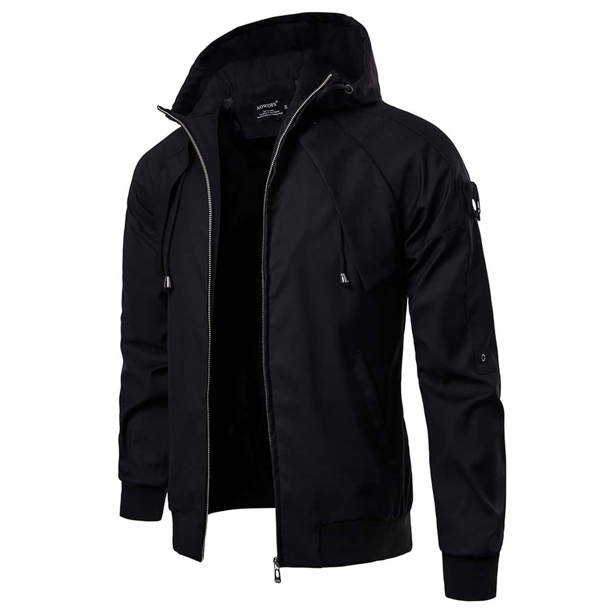 

Guys Solid Zip Up Hooded Jacket, Black