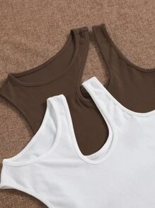 Muchica 2 piezas top tank de cuello asimétrico unicolor