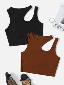 Muchica 2 piezas top tank de cuello asimétrico unicolor - Multicolor - Ver 1