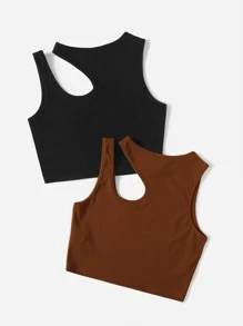 Muchica 2 piezas top tank de cuello asimétrico unicolor - Multicolor - Ver 2