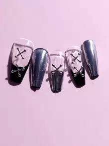 10 món trang trí móng tay nghệ thuật DIY, mặt dây chuyền, đá quý, phụ kiện làm móng - Màu xám đen - Xem 3