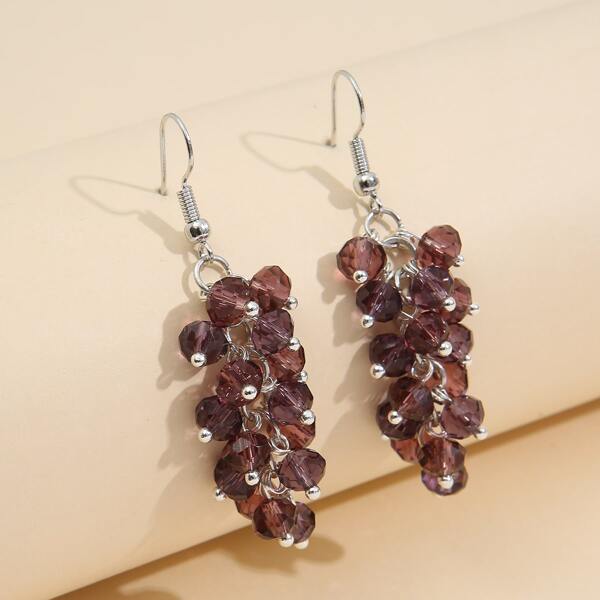

Crystal Decor Drop Earrings, Brown