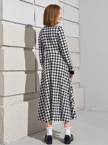 SHEIN Đầm Gái răng cưa Sẵn sàng - Đen và trắng - Xem 2