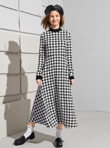 SHEIN Đầm Gái răng cưa Sẵn sàng - Đen và trắng - Xem 3