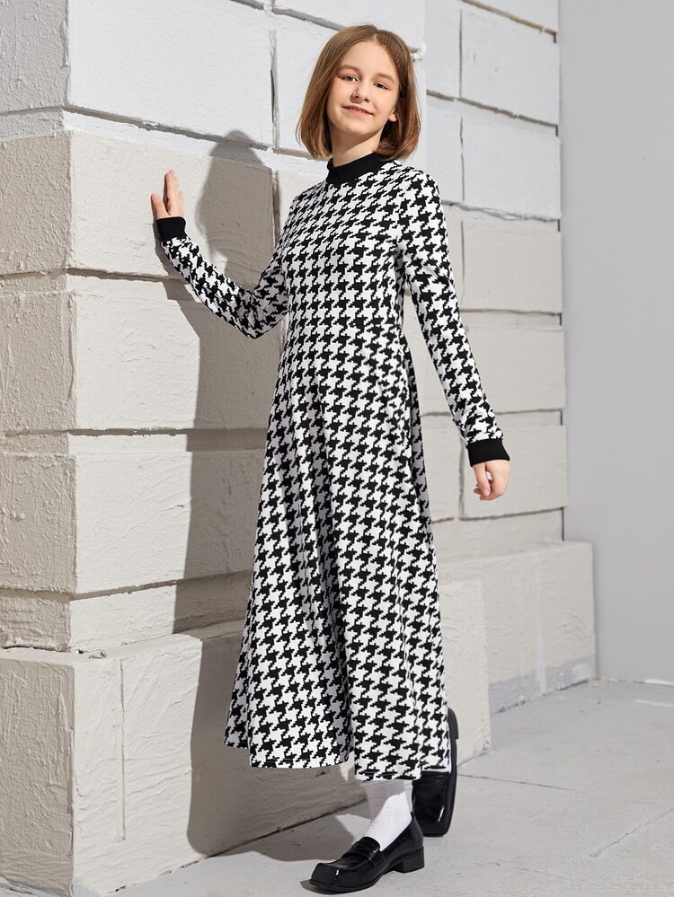 SHEIN Đầm Gái răng cưa Sẵn sàng - Đen và trắng - Xem 4