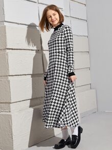 SHEIN Đầm Gái răng cưa Sẵn sàng - Đen và trắng - Xem 6