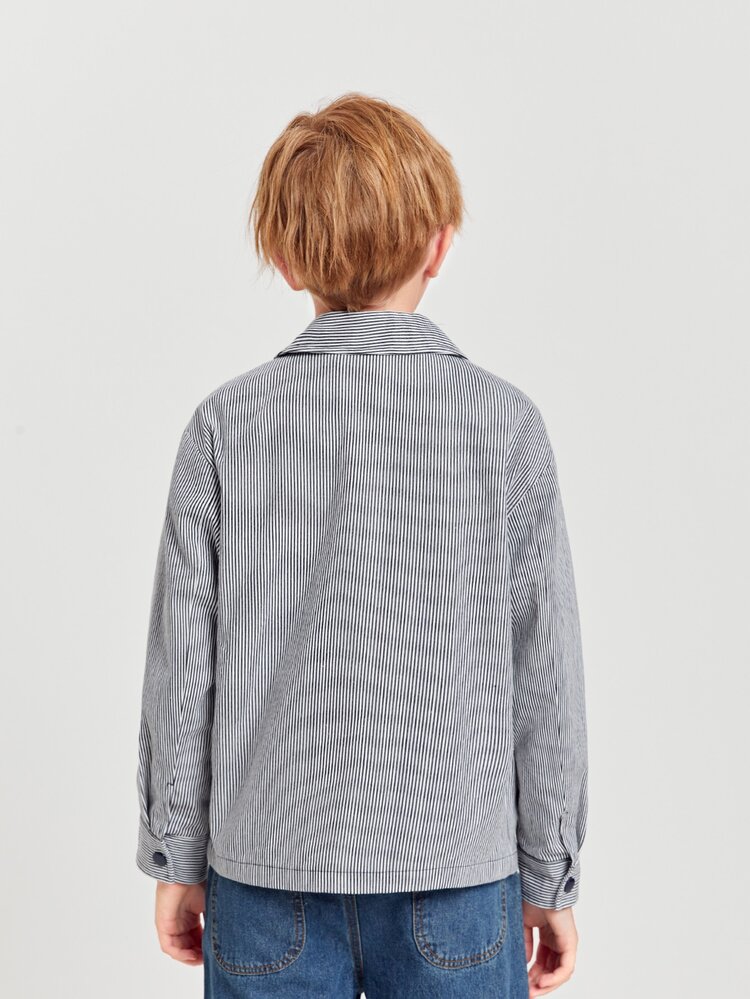Boys Single Breasted Striped Jacket