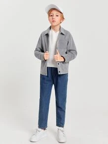 SHEIN 男孩單排扣條紋夾克