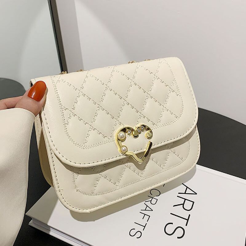 

Faux Pearl Decor Shoulder Bag, White
