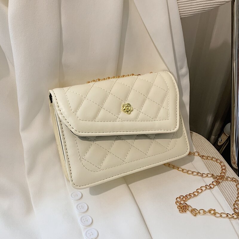 

Quilted Flap Shoulder Bag, Beige