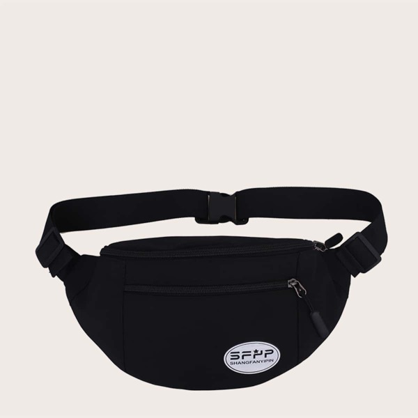 

Men Letter Patch Fanny Pack, Black