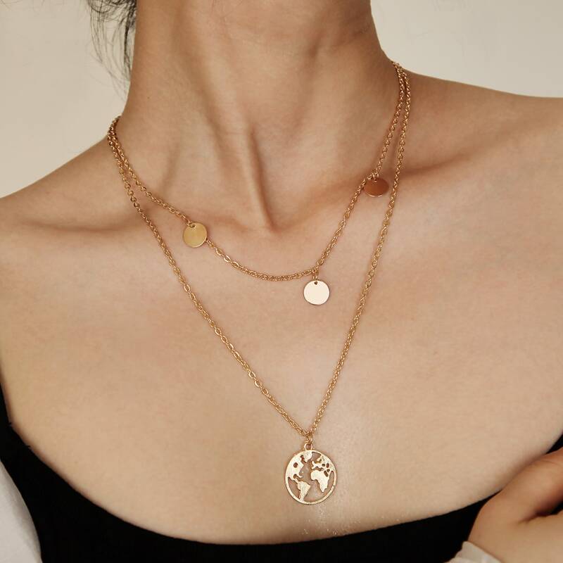 

Geo Decor Layered Chain Necklace, Gold