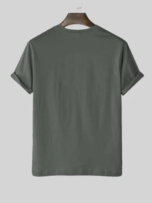 Manfinity Camiseta de manga corta con estampado geométrico 3D - Gris Oscuro - Ver 2