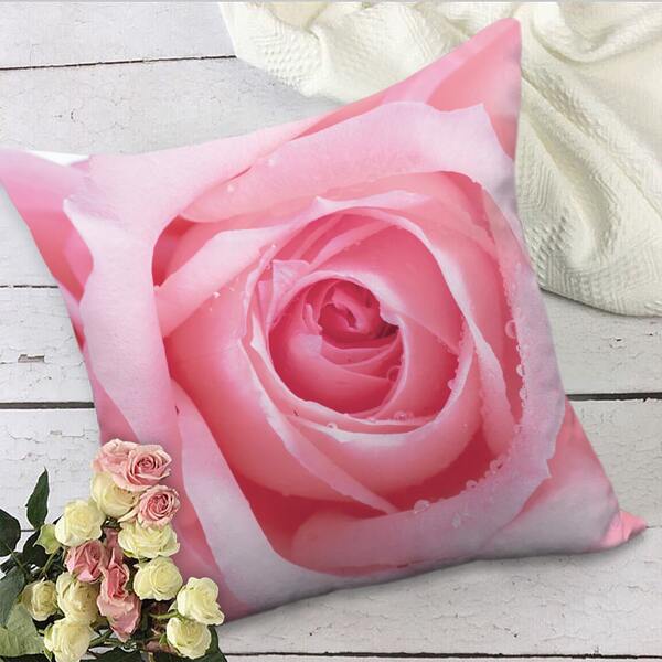 

Flower Print Cushion Cover Without Filler, Pink