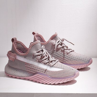Lace Up Decor Knit Sneakers
