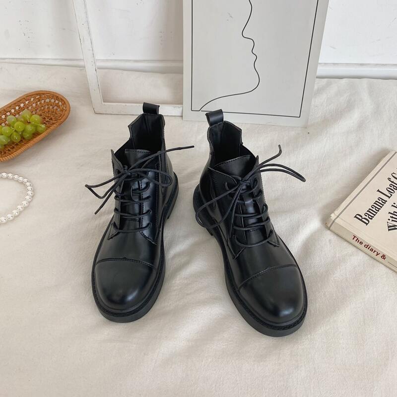 

Lace Up Front Combat Boots, Black