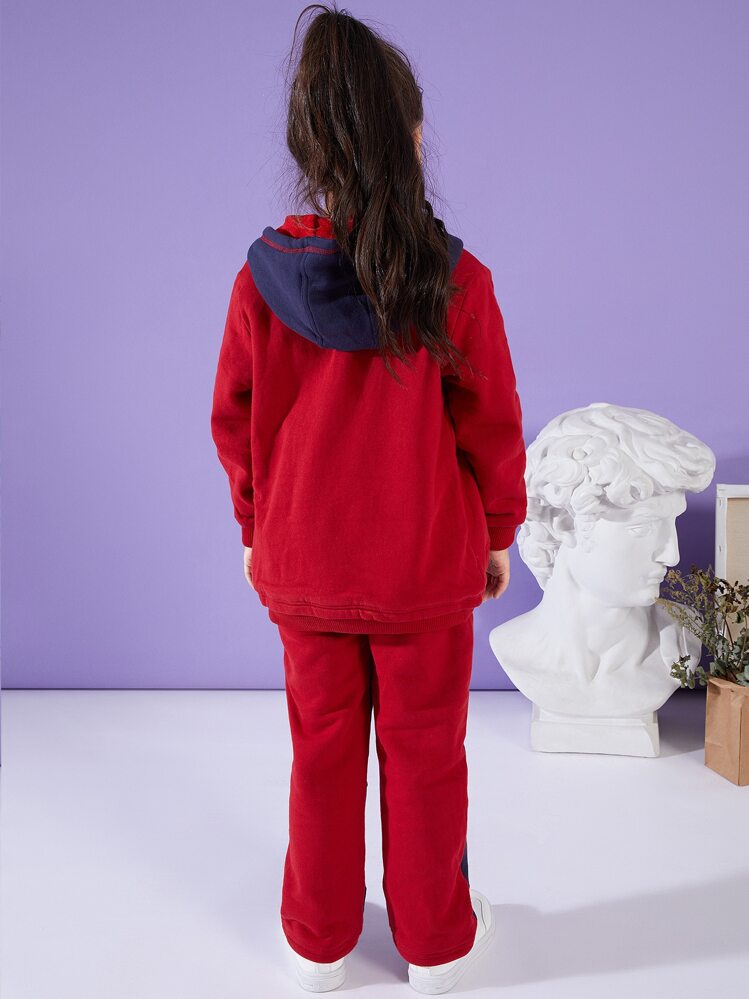 Bộ hai mảnh Gái Túi Dây kéo Lá thư Lá cờ Thể thao - Màu Đỏ Sâu - Xem 2