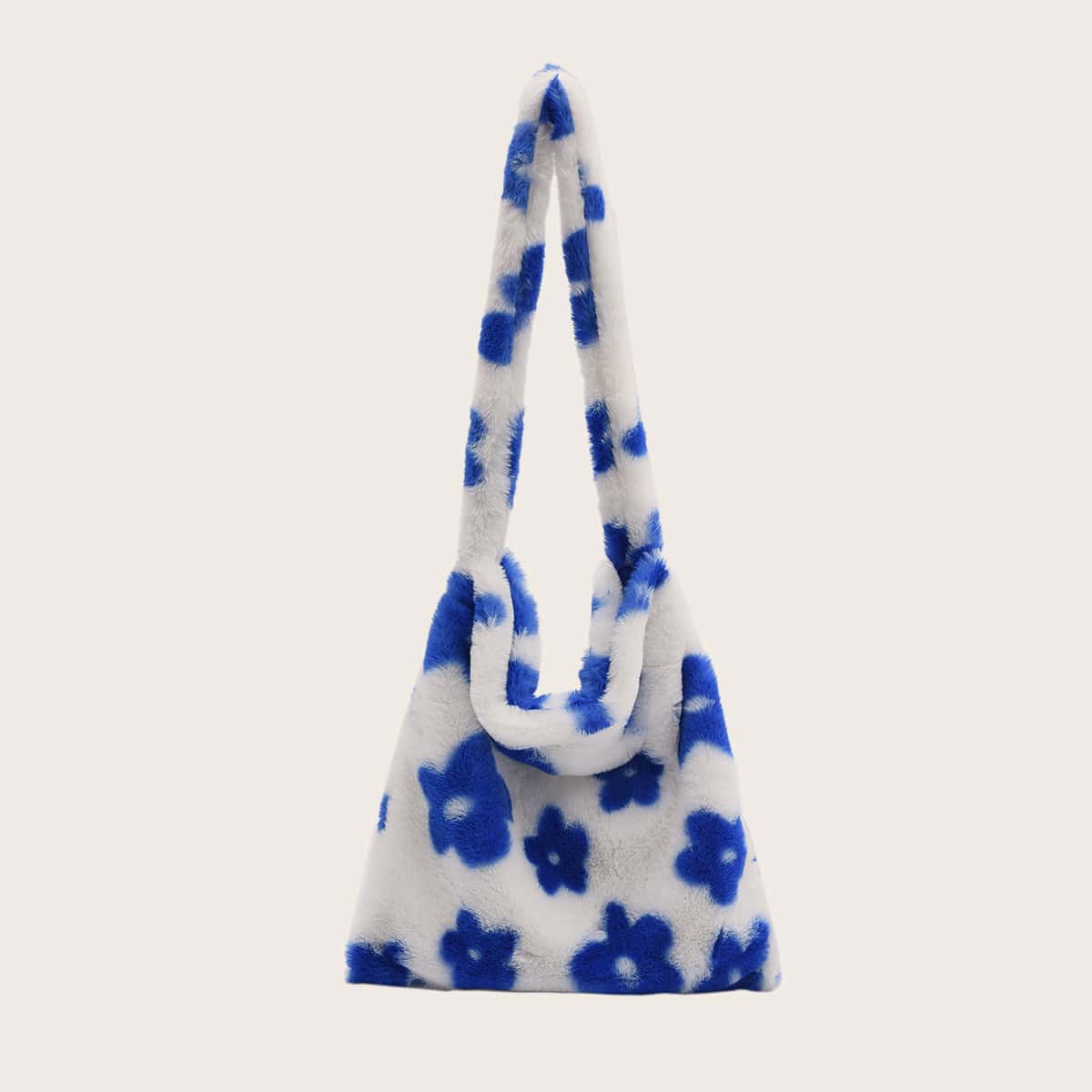 

Fuzzy Floral Pattern Shoulder Bag, Blue