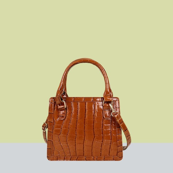 

Croc Embossed Square Bag, Brown