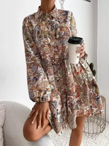 Breezaya Paisley Print Babydoll Dress - Multicolor - View 1