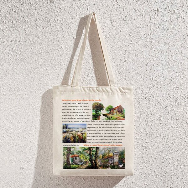

Letter Graphic Canvas Shopper Bag, Beige