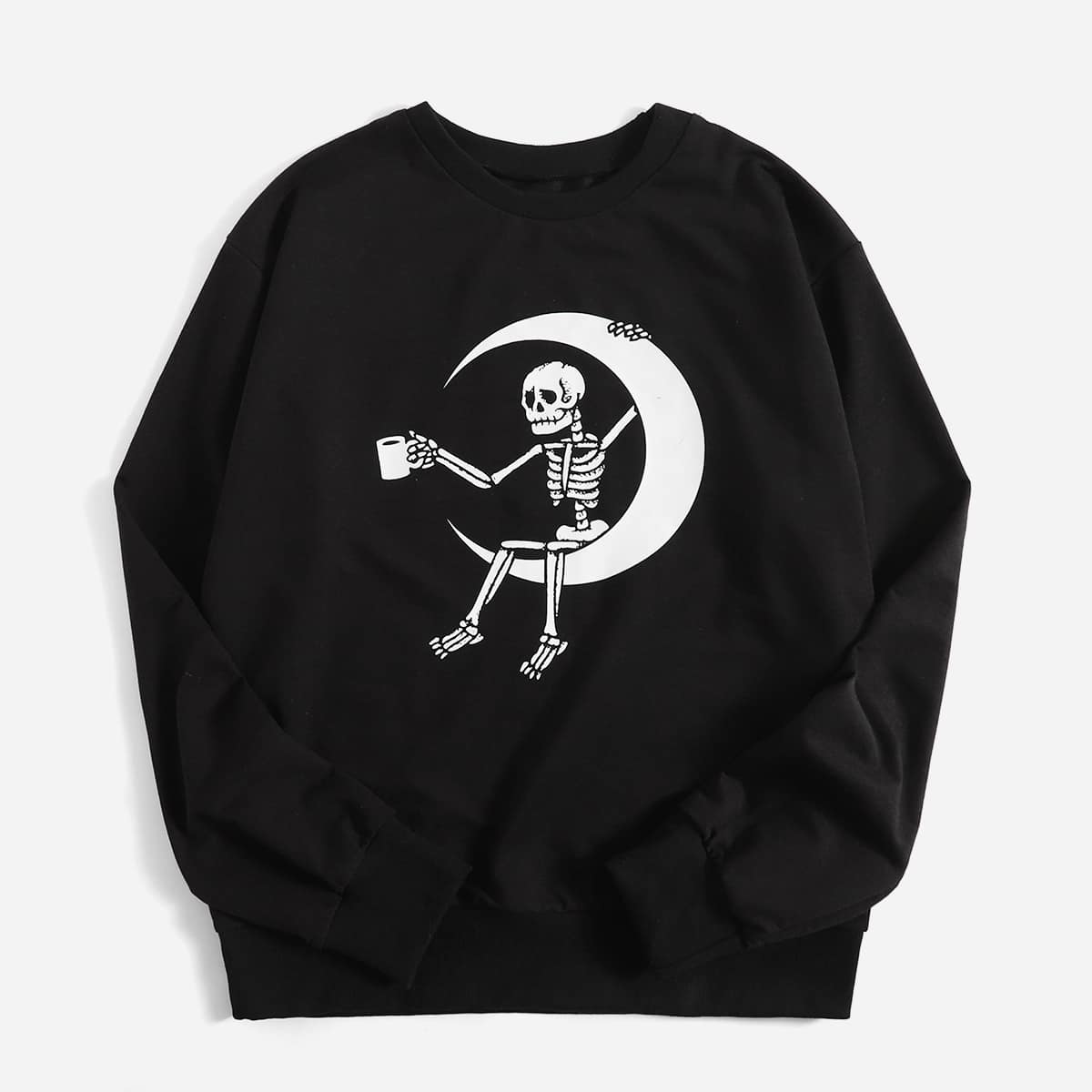 

Skull & Moon Graphic Sweatshirt, Black