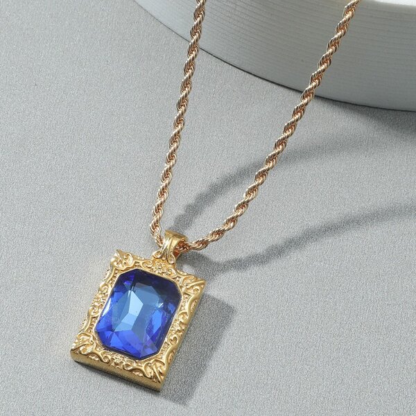 

Men Gemstone Pendant Necklace, Gold