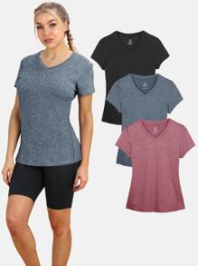 3pcs V-Neck Sports T-Shirt - Multicolor - View 1