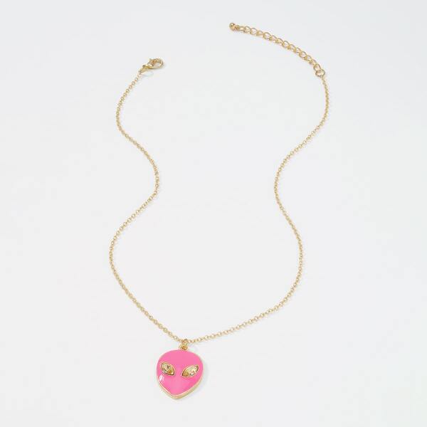 

Halloween Alien Charm Necklace, Hot pink