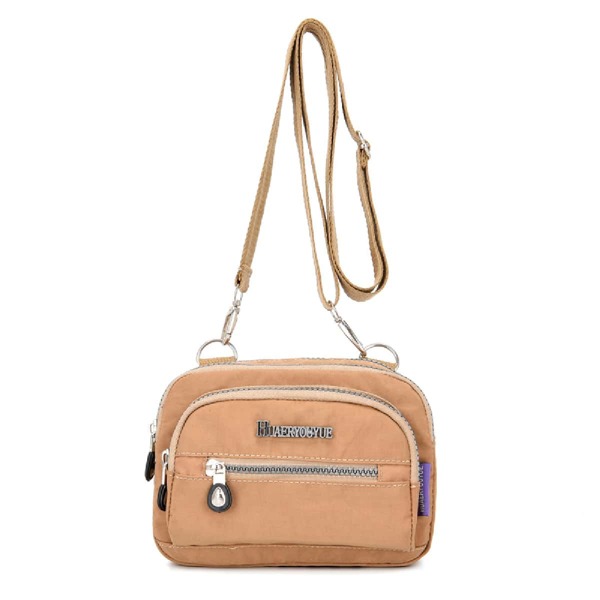 

Metal Decor Multiple Compartment Crossbody Bag, Khaki