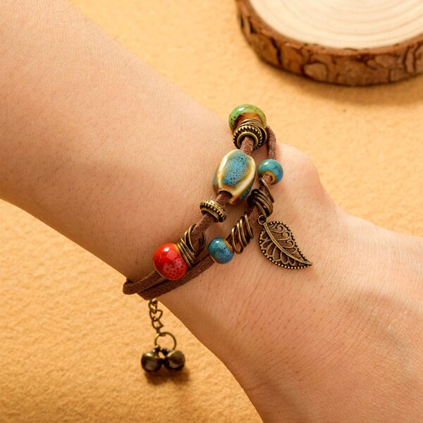 

Leaf Charm Bracelet, Multicolor