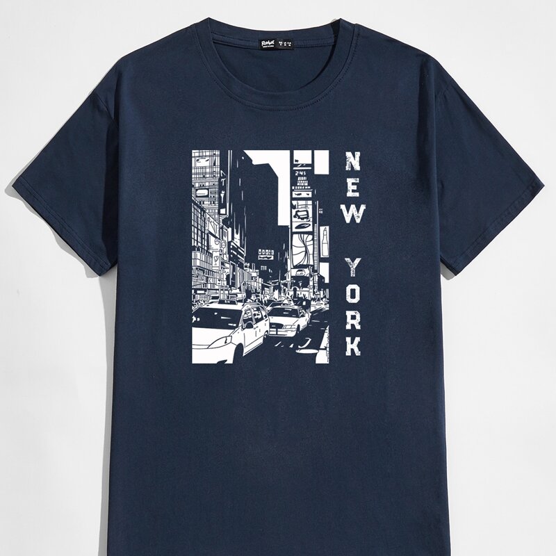 

Guys Letter Graphic Tee, Navy blue