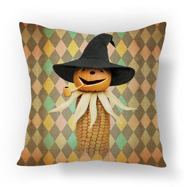 

Halloween Pumpkin Print Cushion Cover Without Filler, Multicolor