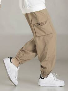 Manfinity Hombres Pantalones cargo con diseño con cordón - Caqui - Ver 7