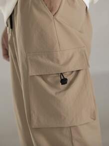 Manfinity Hombres Pantalones cargo con diseño con cordón - Caqui - Ver 6