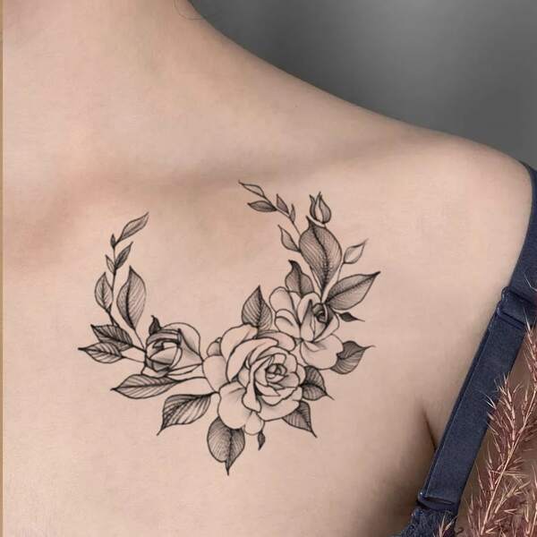 

1sheet Floral Tattoo Sticker, Black