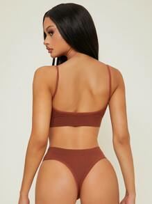 Set de lencería unicolor de canalé - Óxido marrón - Ver 2